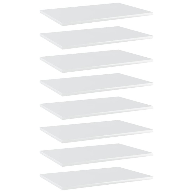  Bookshelf Boards 8 pcs High Gloss White 23.6"x15.7"x0.6" Engineered Wood A949-805261