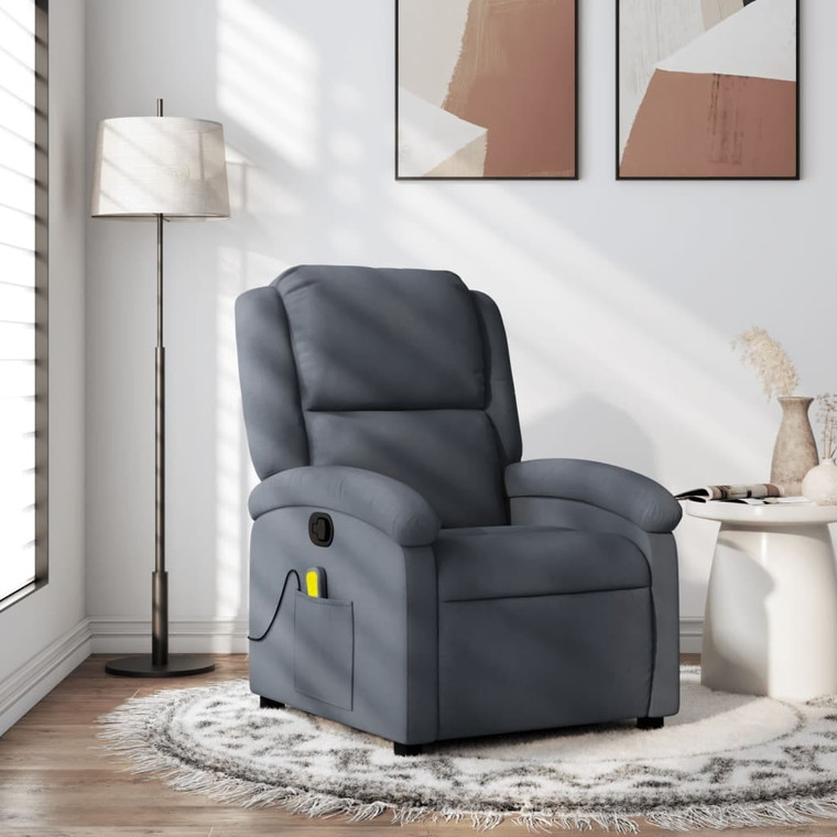  Massage Recliner Chair Dark Gray Velvet A949-371809