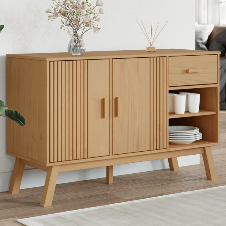  Sideboard OLDEN Brown 44.9"x16.9"x28.9" Solid Wood Pine A949-358606