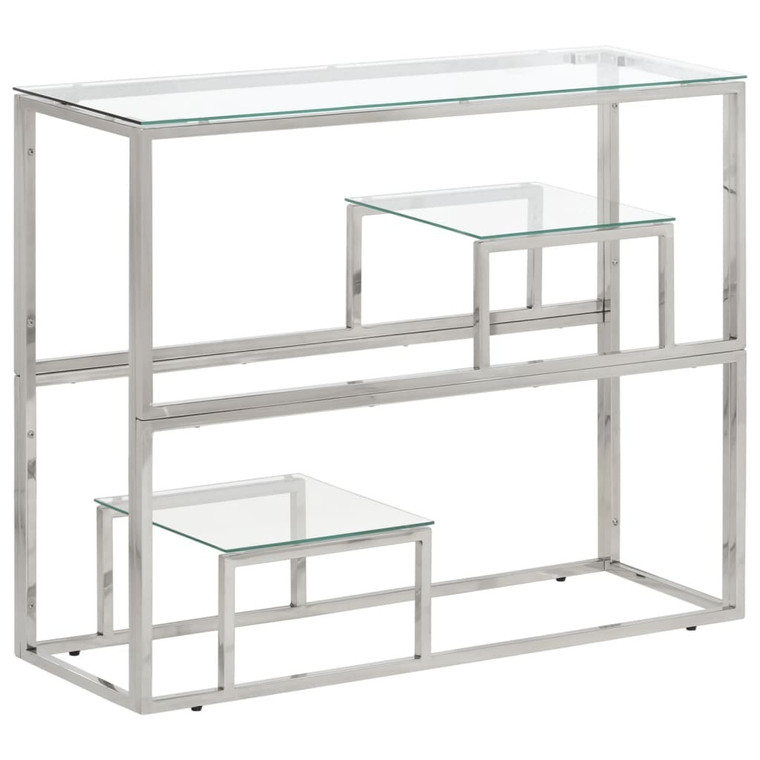  Console Table Silver Stainless Steel and Tempered Glass A949-350009