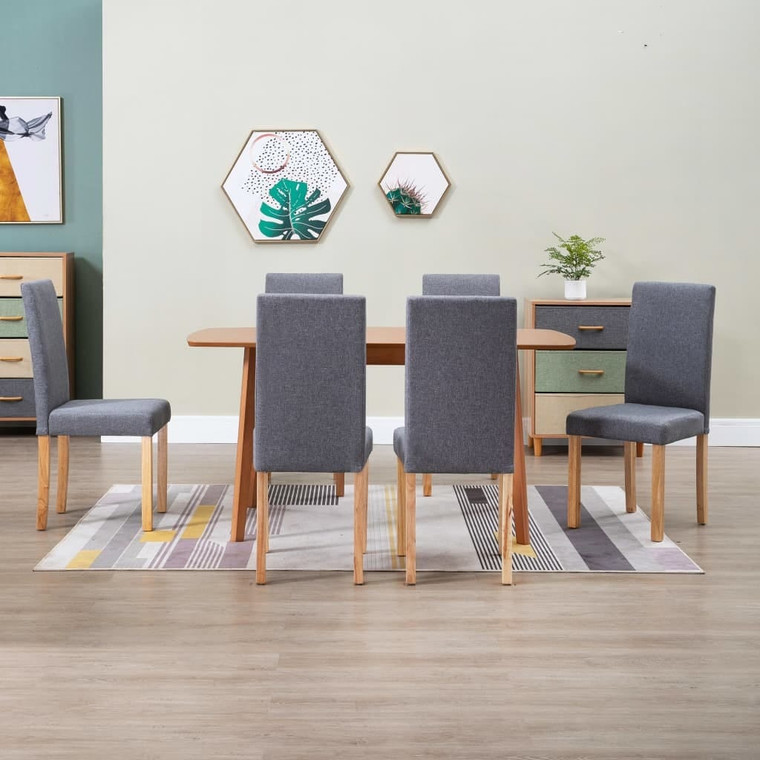  Dining Chairs 6 pcs Light Gray Fabric A949-277234