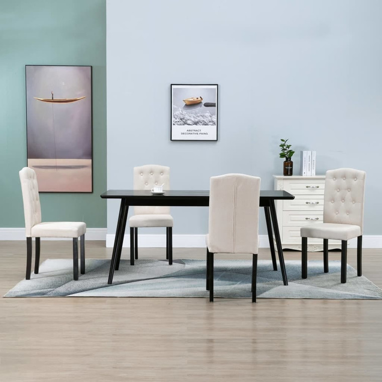  Dining Chairs 4 pcs Cream Fabric A949-249246