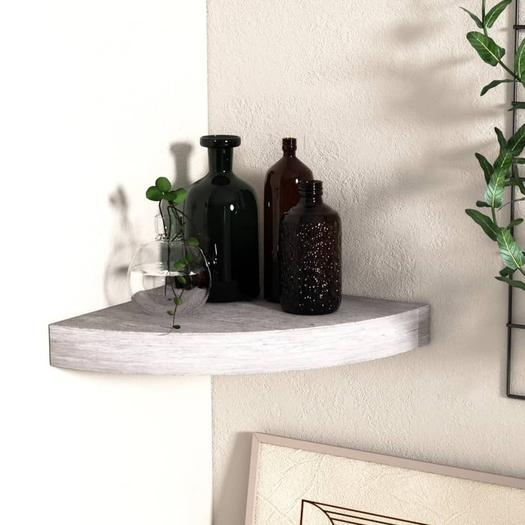  Wall Corner Shelf Concrete Gray 9.8"x9.8"x1.4" MDF A949-326633