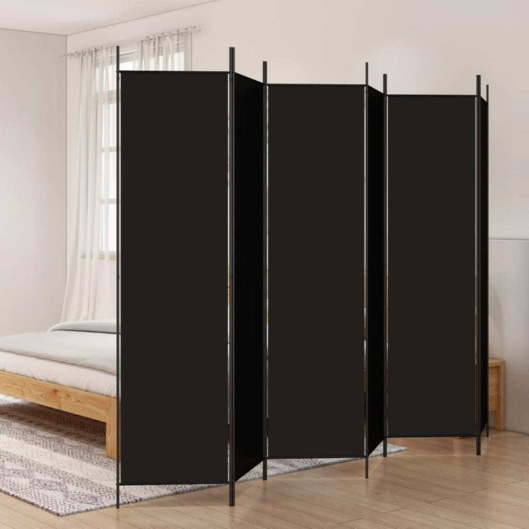  6-Panel Room Divider Black 118.1"x78.7" Fabric A949-350193