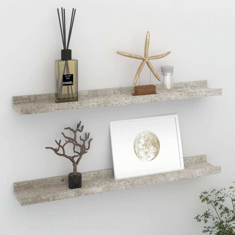  Wall Shelves 2 pcs Concrete Gray 23.6"x3.5"x1.2 A949-326700