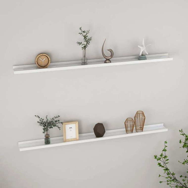  Wall Shelves 2 pcs High Gloss White 45.3"x3.5"x1.2 A949-326652