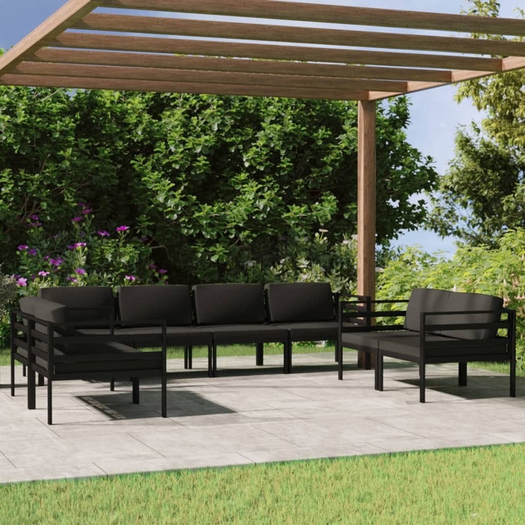  8 Piece Patio Lounge Set with Cushions Aluminum Anthracite A949-3107798