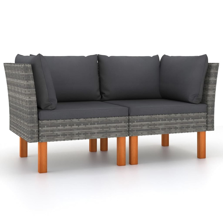  Corner Sofas 2 pcs Poly Rattan and Solid Eucalyptus Wood A949-315758