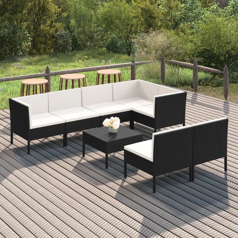  8 Piece Patio Lounge Set with Cushions Poly Rattan Brown A949-3094392