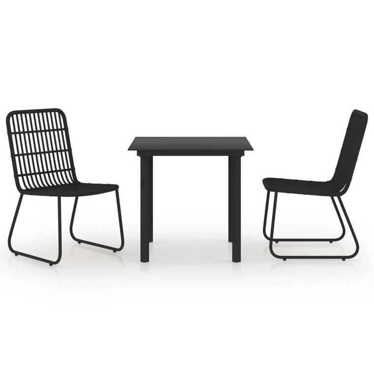  3 Piece Patio Dining Set Poly Rattan and Glass A949-3060249