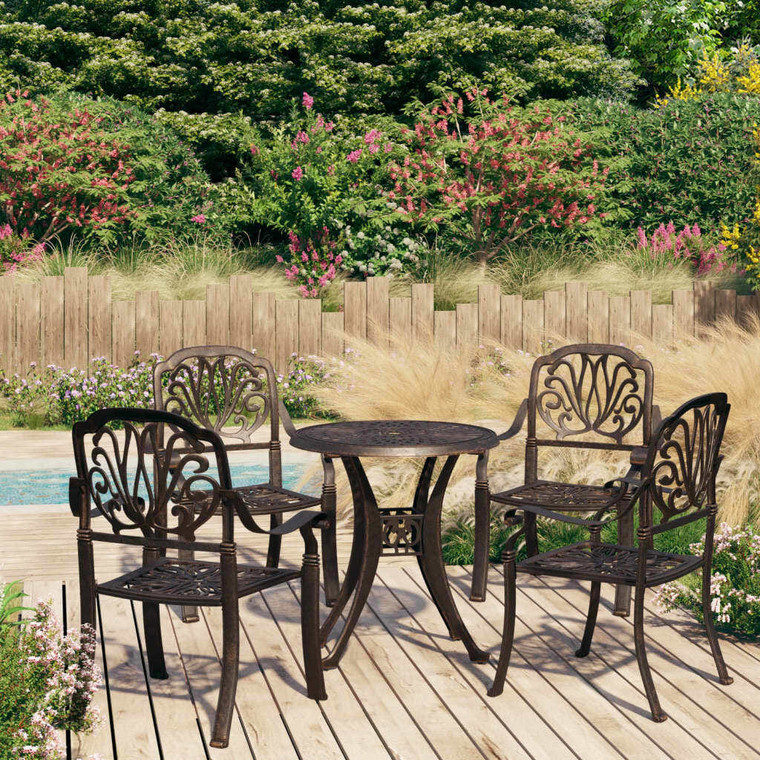  5 Piece Bistro Set Cast Aluminum Bronze A949-3070598