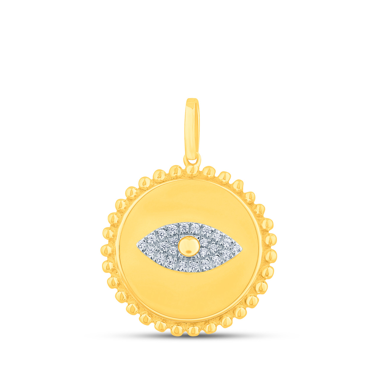 10K Yellow Gold 0.07 Carat Evil Eye Charm Pendant-0829283-YG