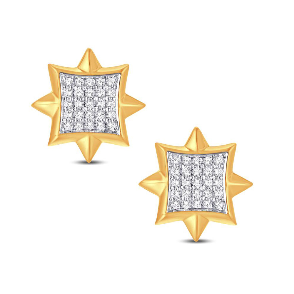 10 Karat Yellow Gold 0.14 Carat Diamonds Star Earrings-0125746-YG
