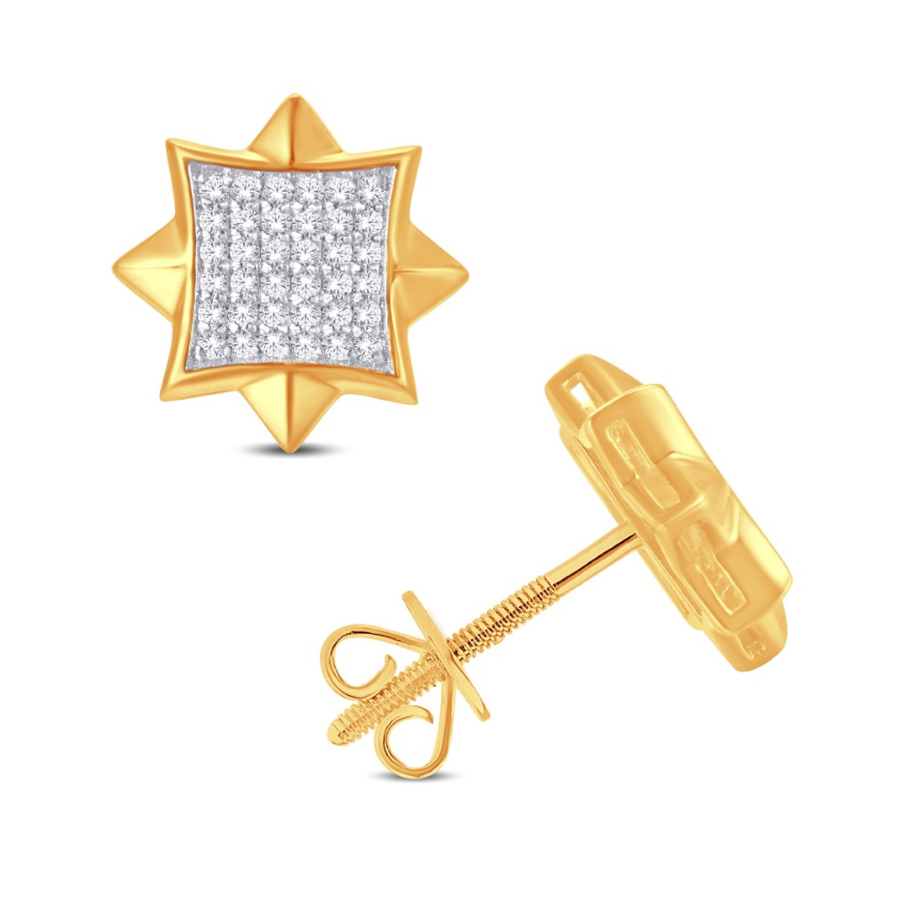10 Karat Yellow Gold 0.25 Carat Diamonds Star Earrings