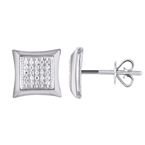 10K White Gold 0.25 Carat Square Shape Earrings-0124204-WG