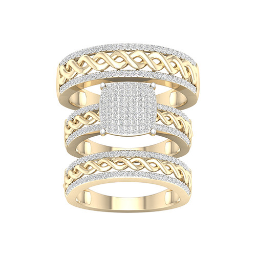 10K Yellow Gold 0.63 Carat Cushion Shape Trio Set-0427121-YG