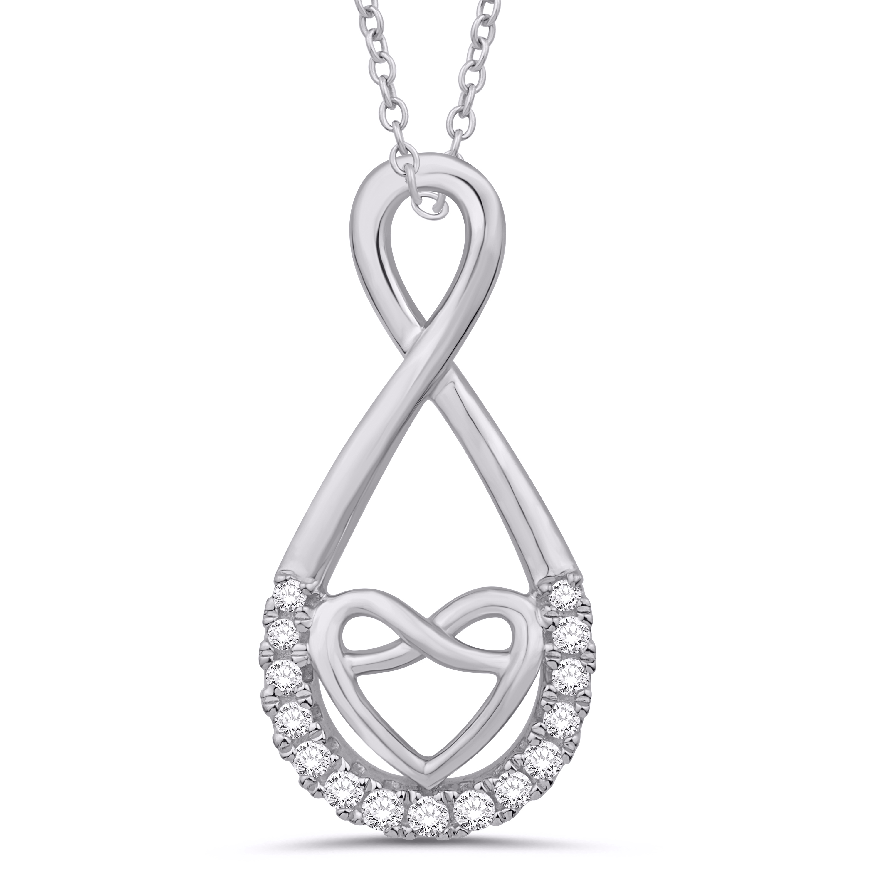10K White Gold 0.09 Carat Infinity Heart Shape Pendant-0832775-WG