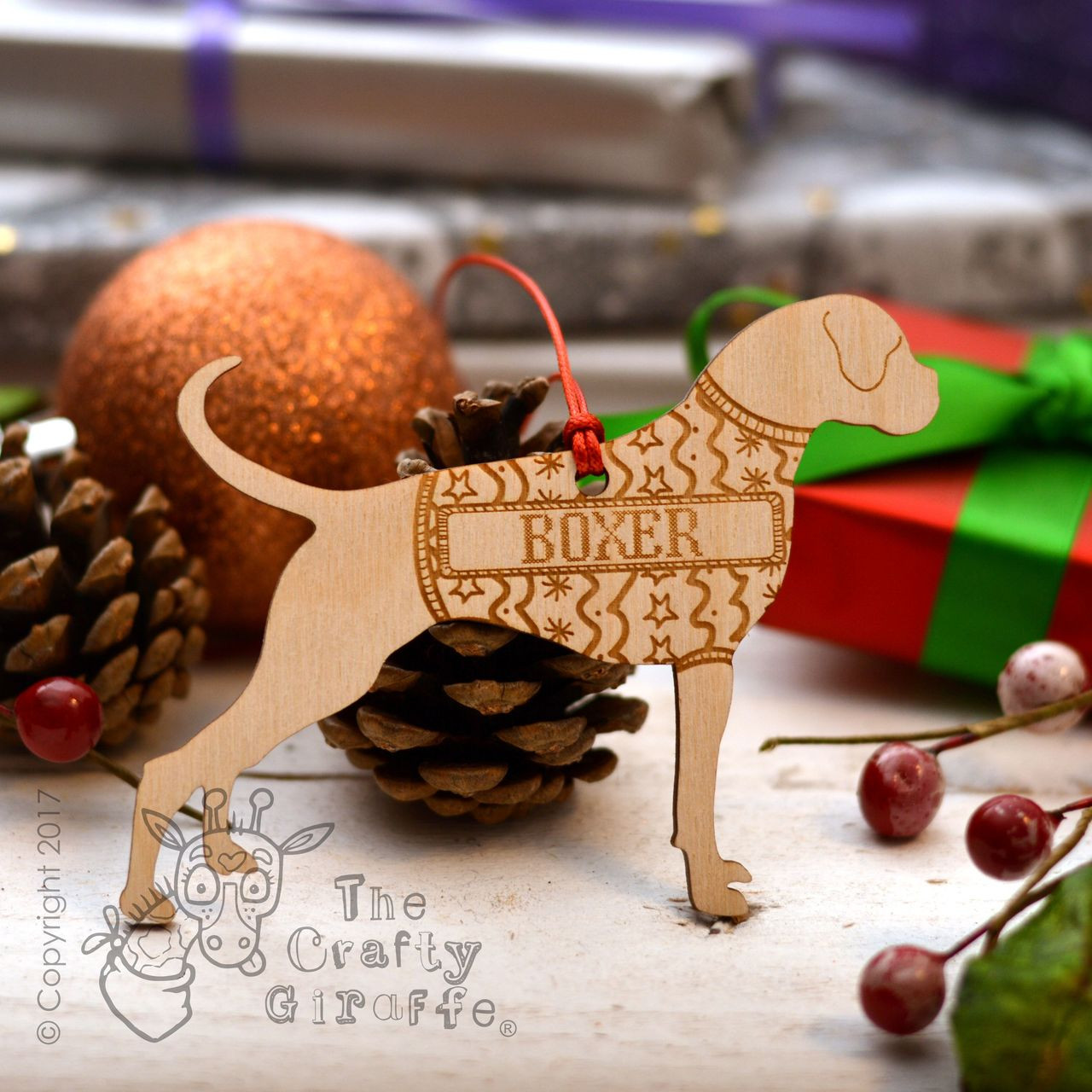 Personalised Boxer Dog Pet Decoration Long Tail The Crafty Giraffe