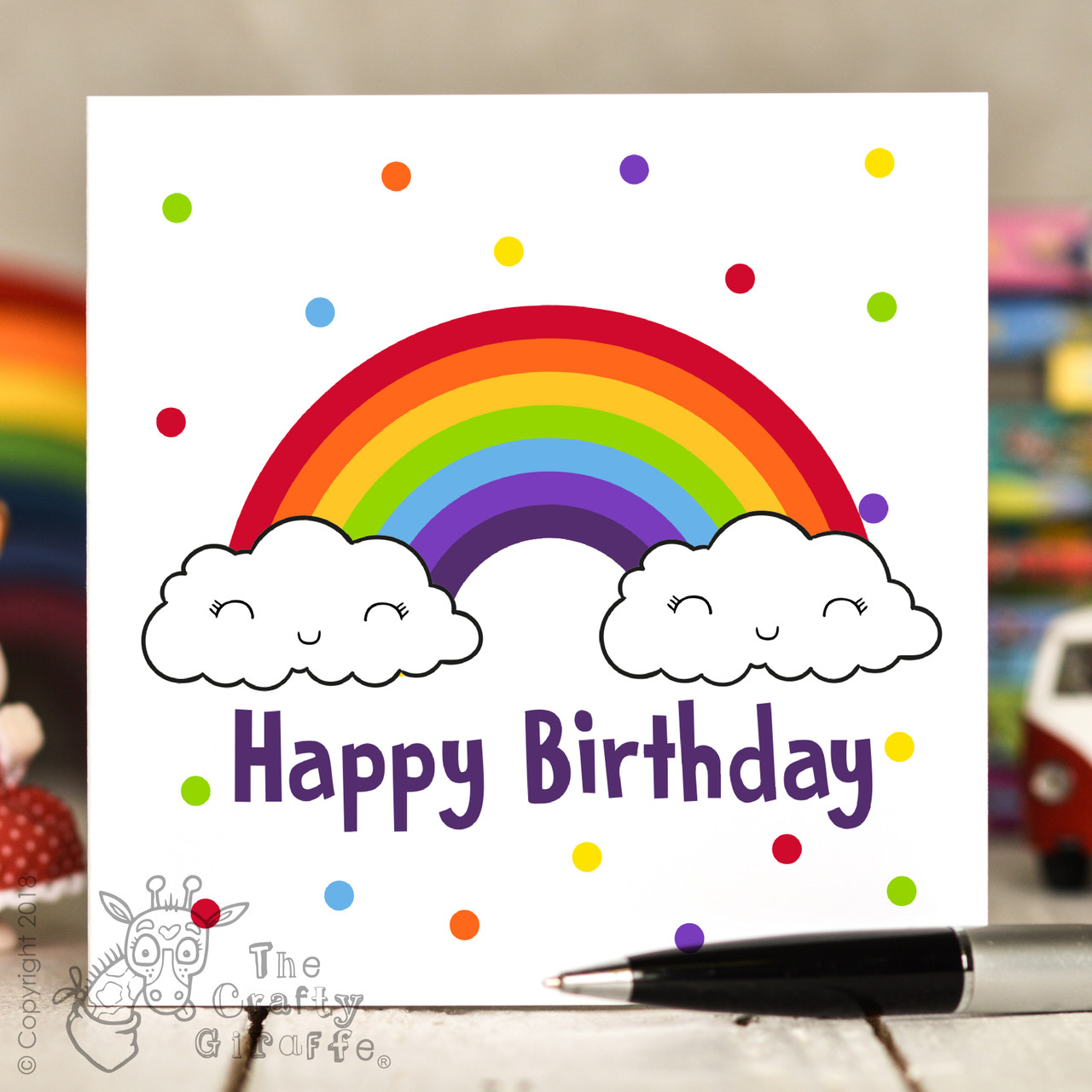 Rainbow Birthday Card - The Crafty Giraffe