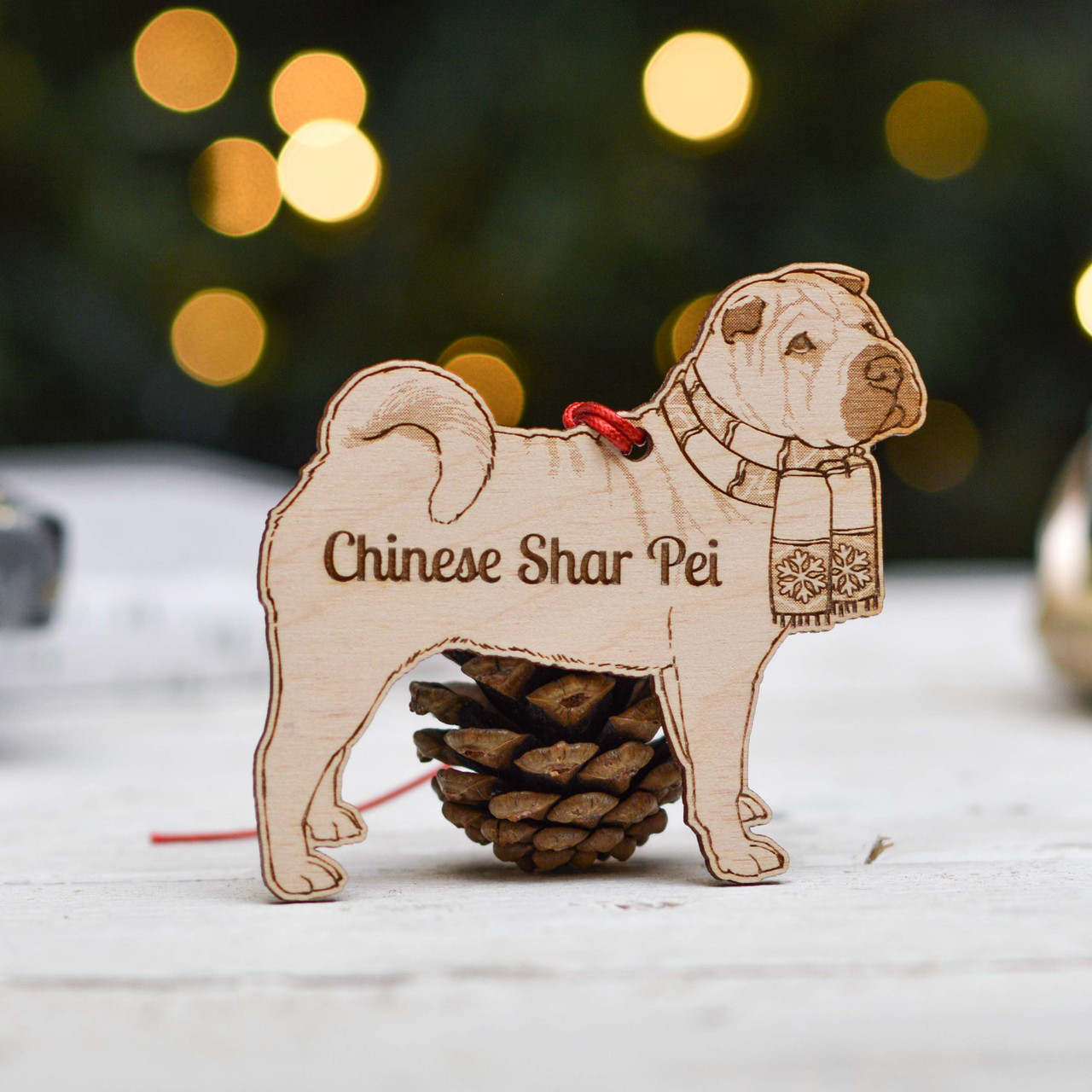Personalised Chinese Shar Pei Dog Decoration Detailed