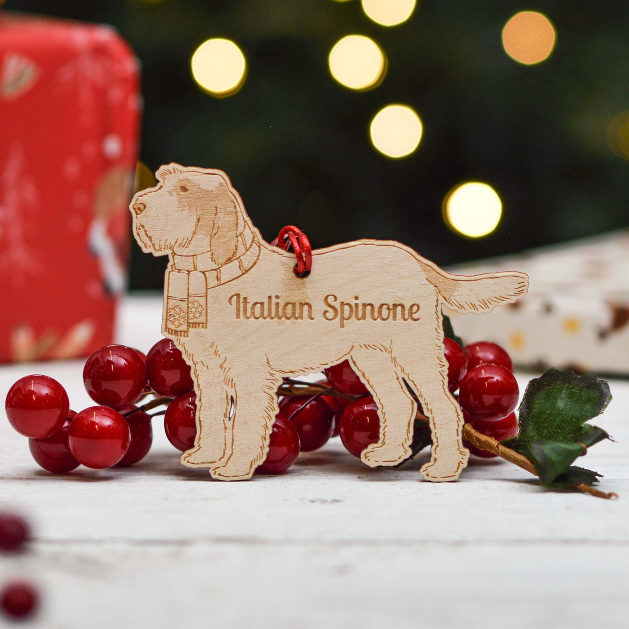 Personalised Italian Spinone Long Tail Dog Decoration Detailed