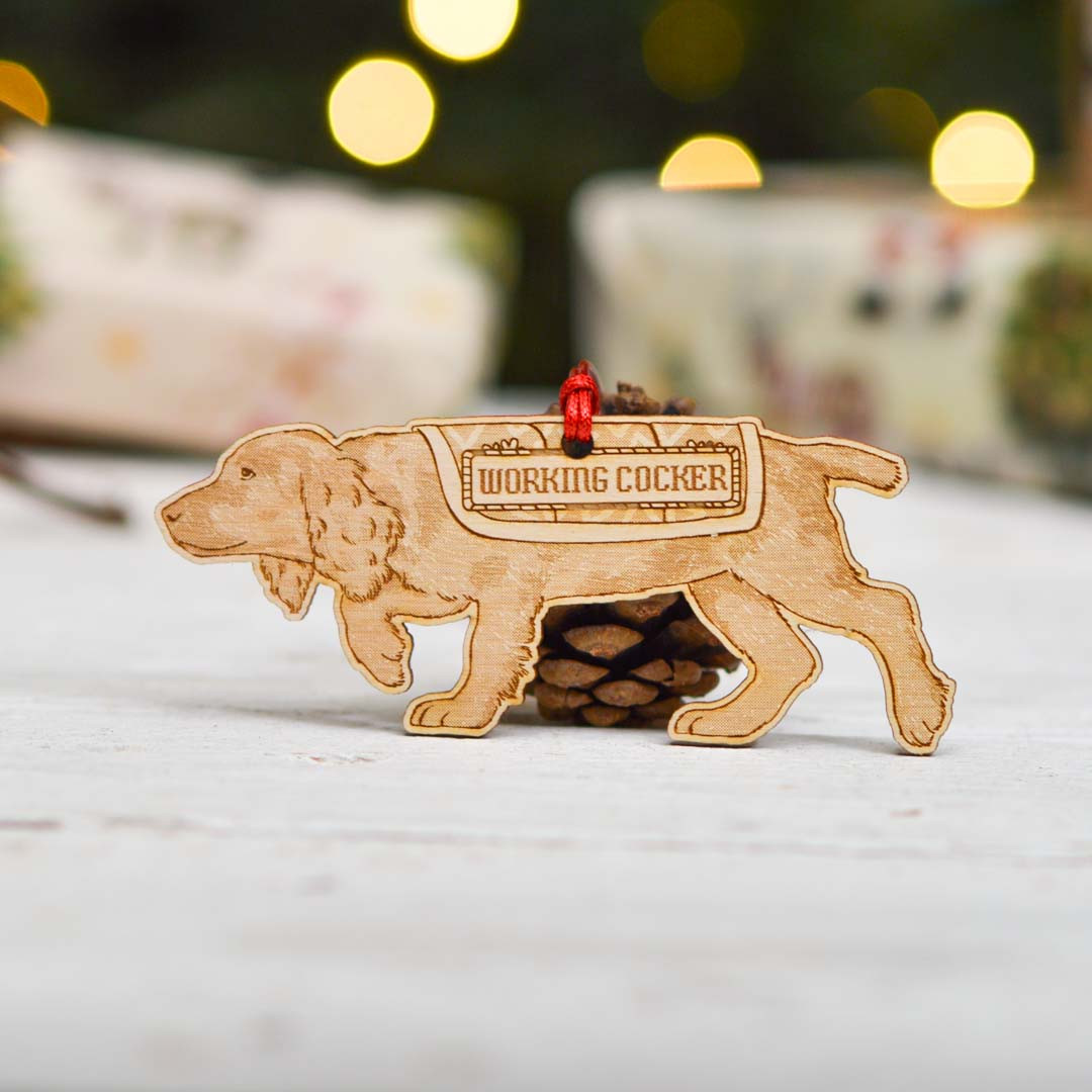Personalised Working Cocker Spaniel Short Tail Dog Decoration Detailed