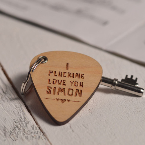 Personalised I Plucking Love You Pick Keyring