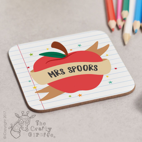 Personalised Apple Teacher Coaster