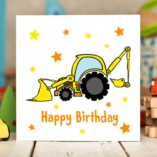 Digger Birthday Card - The Crafty Giraffe