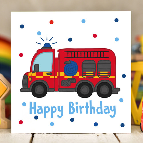 Fire Engine Birthday Card - The Crafty Giraffe