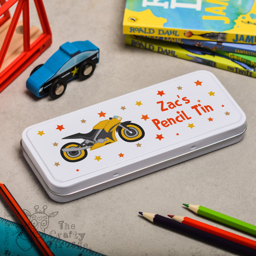 Personalised Motorbike Pencil Tin