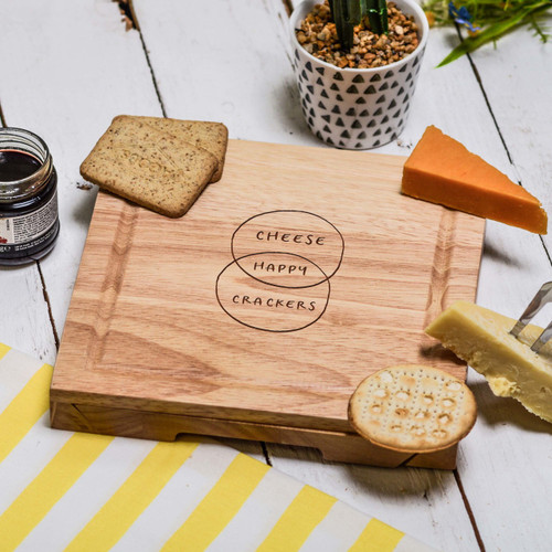 Buy Happy Cheese Cheeseboard with Knives From The Crafty Giraffe, the home of unique and affordable gifts for loved ones...