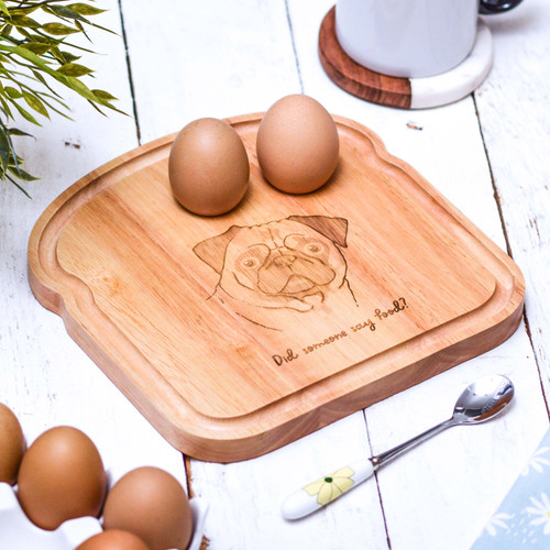 Personalised Breakfast Egg Board - Pug