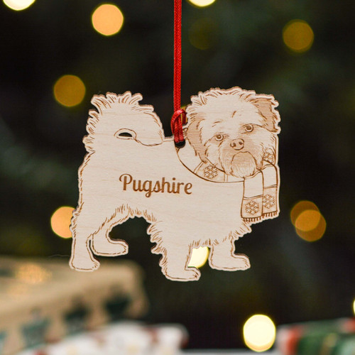 Personalised Pugshire Dog Decoration