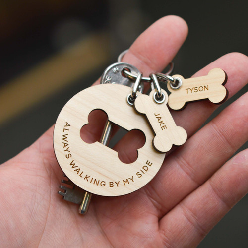 Personalised Always walking by my side bone Keyring