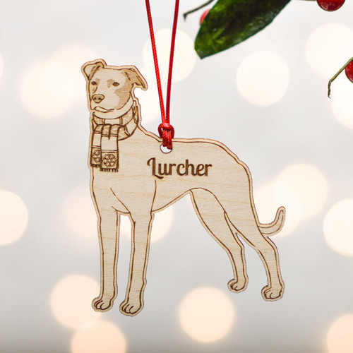 Personalised Lurcher Dog Decoration - Detailed
