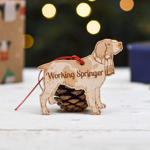 Personalised Working Springer Spaniel - Short Tail Dog Decoration - Detailed