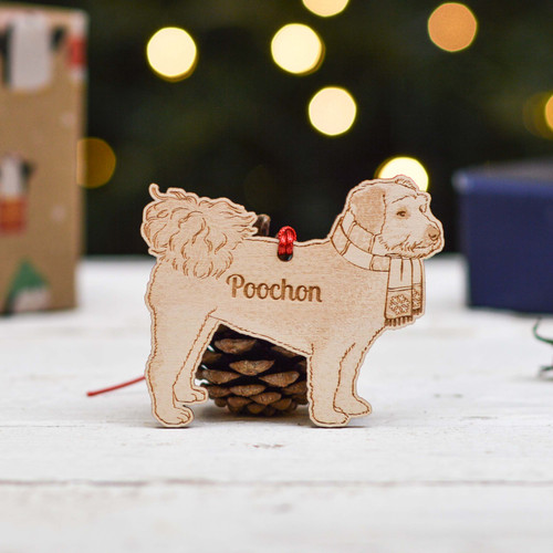 Personalised Poochon Dog Decoration - Detailed