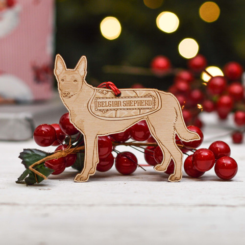 Personalised Belgian Shepherd Dog Decoration - Detailed