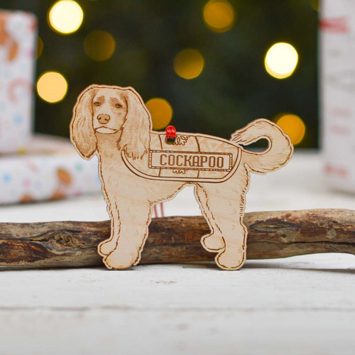 Personalised Cockapoo Long Haired Dog Decoration - Detailed