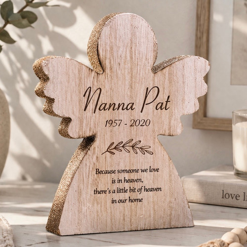 Personalised Standing Wooden Angel Decoration