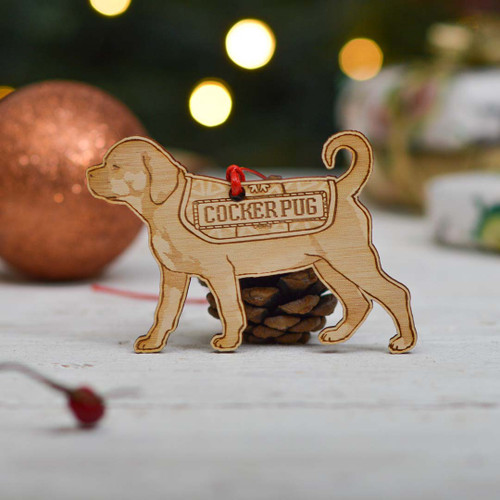 Personalised Cocker Pug Dog Decoration - Detailed