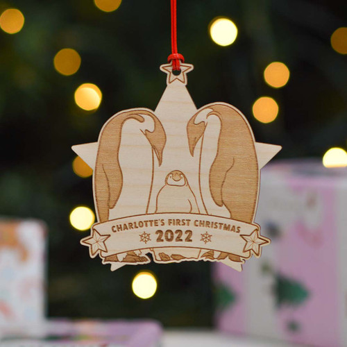 Personalised Penguin First Christmas Decoration