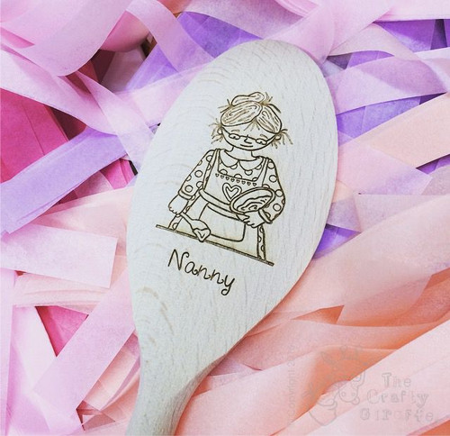 Personalised Character Wooden Spoon - Nanny - The Crafty Giraffe