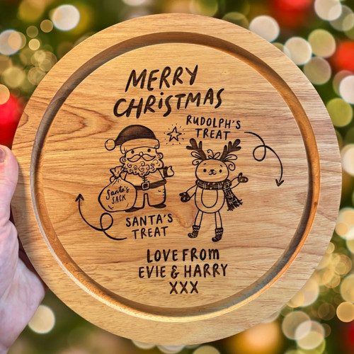 Personalised Santa and Rudolph Round Board