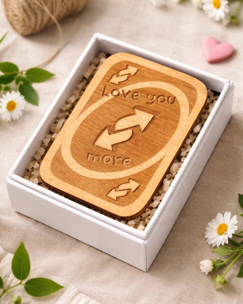 Love you more Wooden Uno card Token Gift