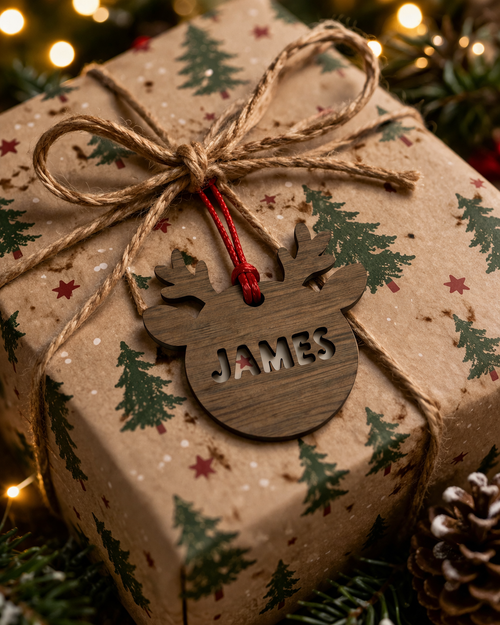 Personalised Reindeer Walnut Gift Tag