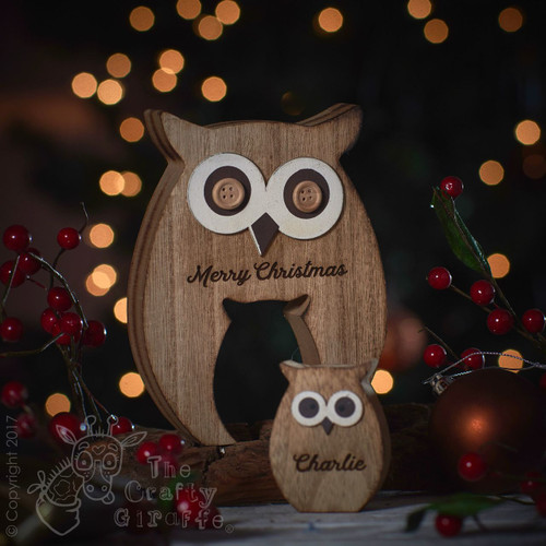 Personalised Standing Wooden Owl