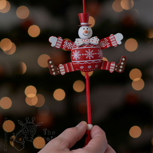 Festive White Bow Tie Snowman Jumping Jack