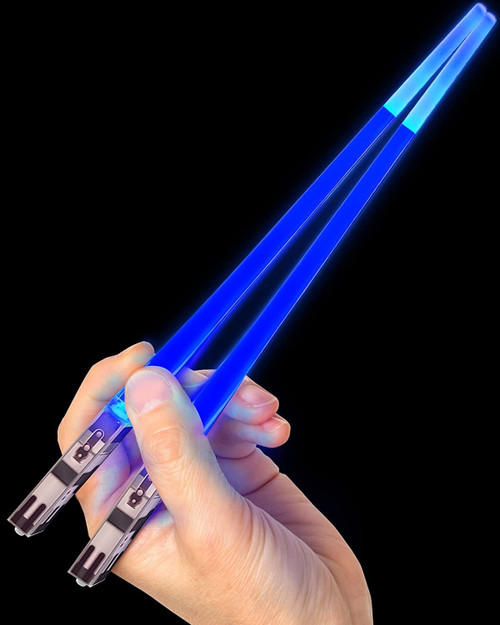 Lightsaber Chopsticks Light Up - LED Glowing Light Saber Star Wars Chop Sticks - Reusable Sushi Lightup Sabers Chopstick Set Of 1 Blue Pair